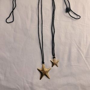 Two Gold Star Nexklaces on Black String